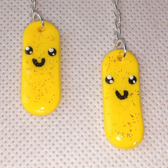 Handmade Dangle Happy Face Earrings - Picture 3 of 11